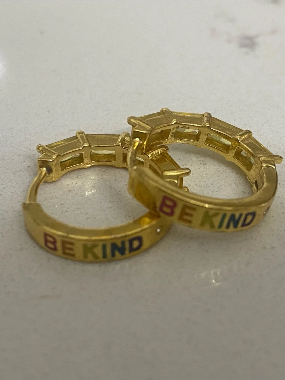 Kurt Geiger Crystal Huggie Hoop Earrings gold-plated brass yellow crystal stones